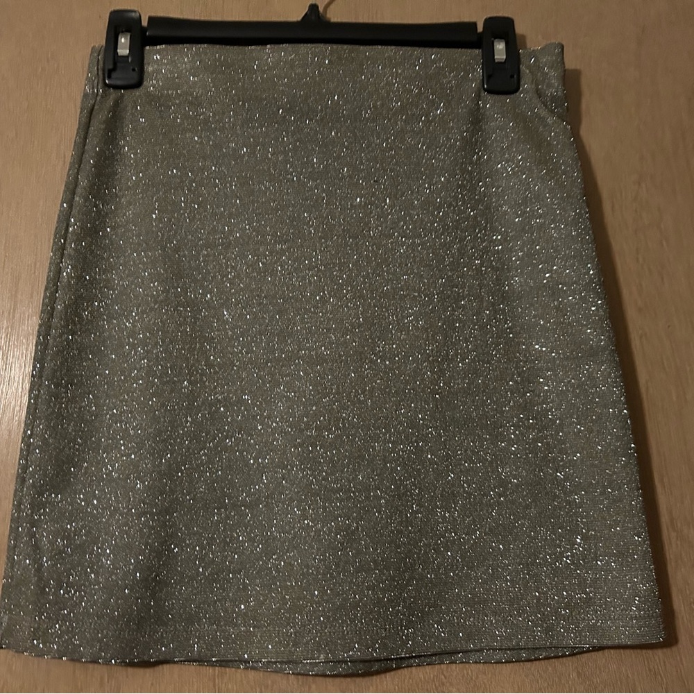 Sparkly silver, mini skirt